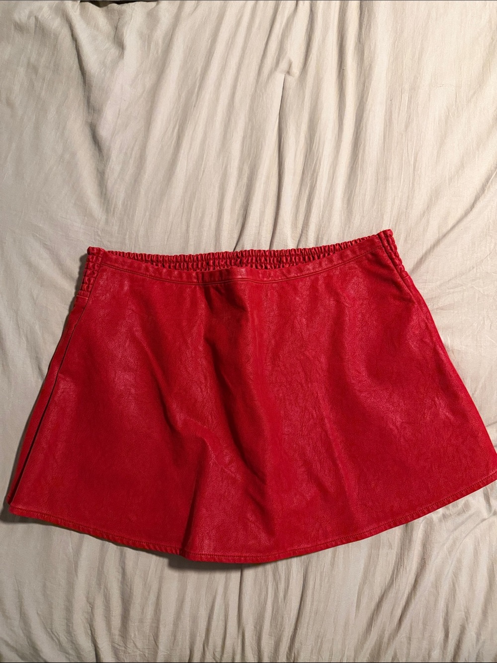 We The Free Red Faux-Leather Skort